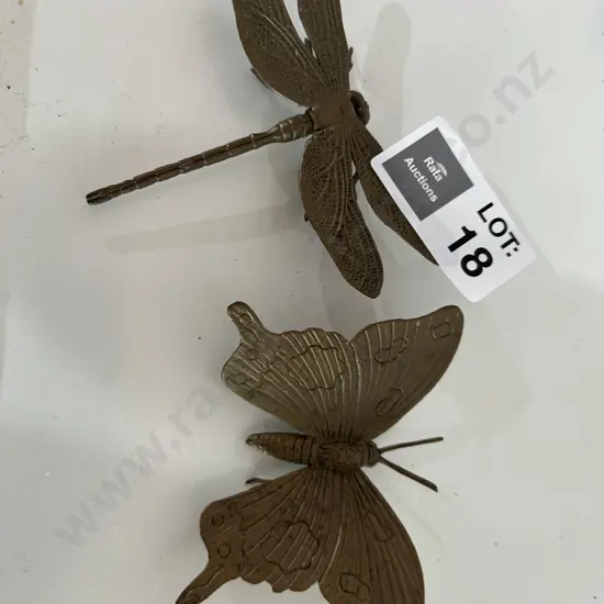 Brass Dragonfly & Butterfly