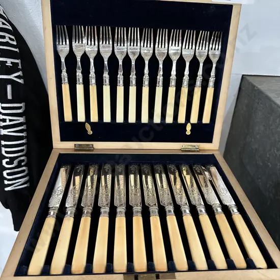 Cased set bone handled cutlery