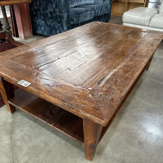 Large solid Teak coffee table (cracked top)