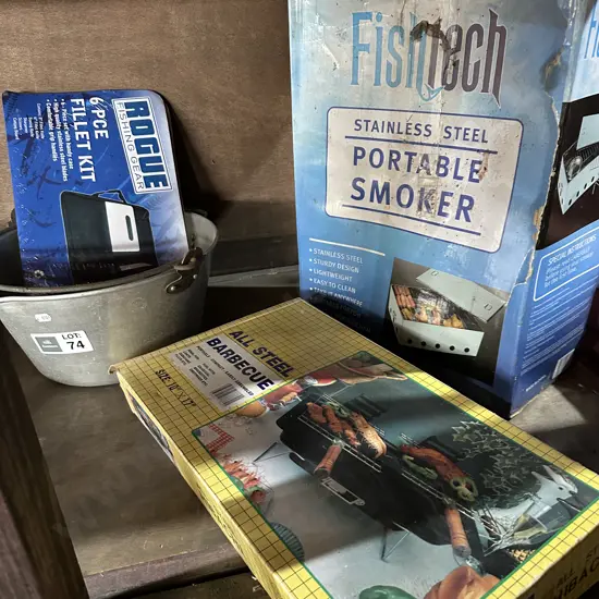 smoker, bbq, knives, pan