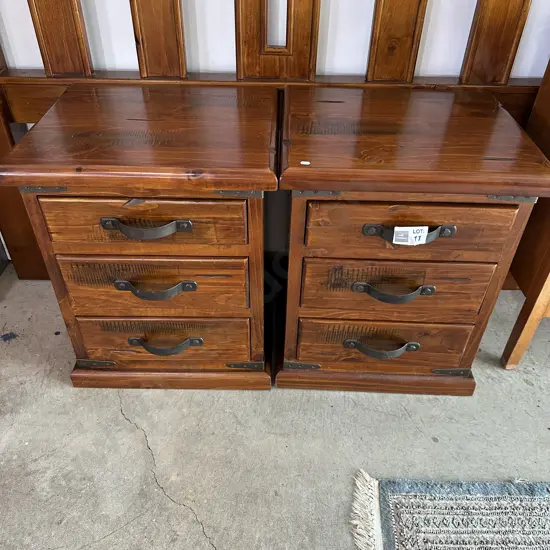 Pr of Solid Pine bedside drawers