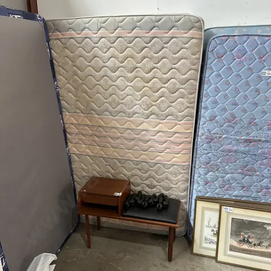 Queen bed and telephone table- very average