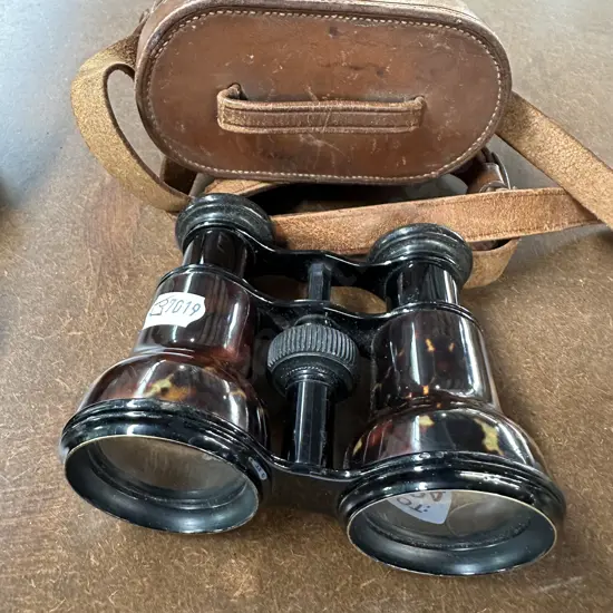 Opera glasses and leather case