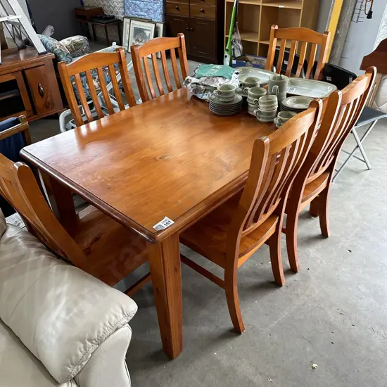 Pine table and 6 chairs