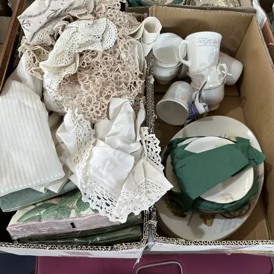 2 box china and linen