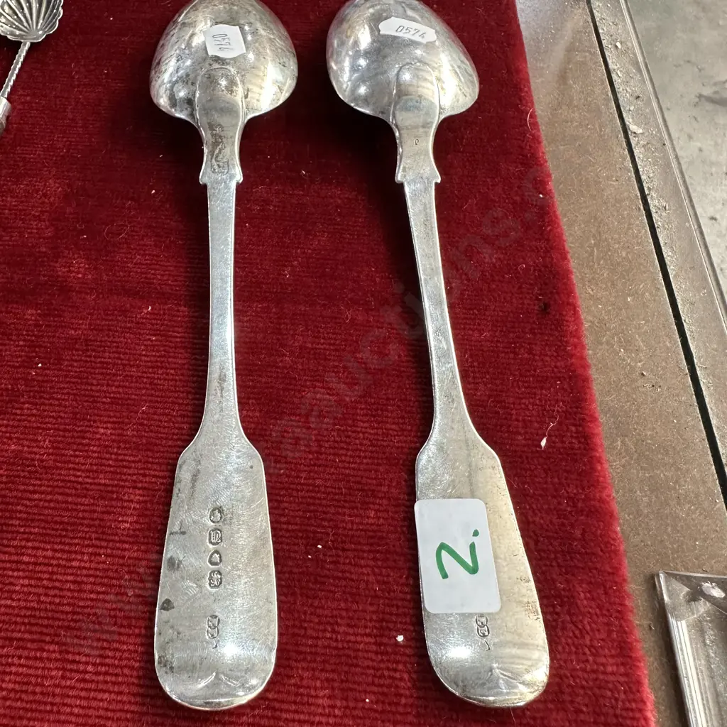 Pr Victorian Sterling Silver serving spoons 150g Image 1++