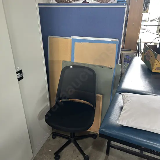 good office chair, pin boards and divider