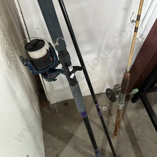 surfcaster rod and reel plus boat rod