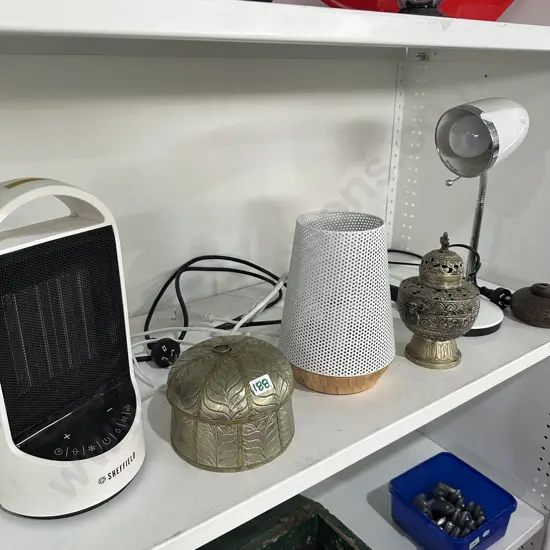 heater, lamps and metalware