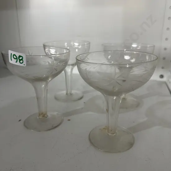4 vintage hollow stem champagne glasses