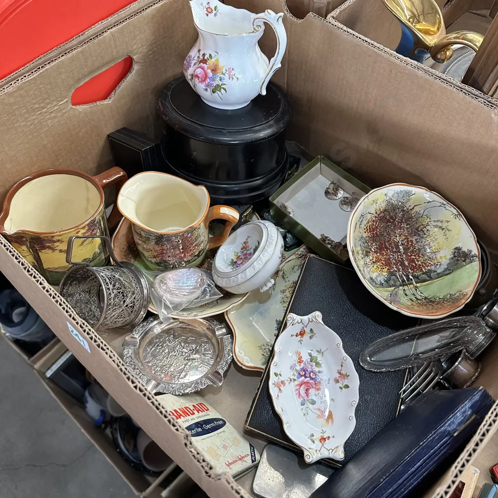 Box of silverware and english china etc. Image 1++