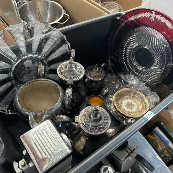 Box lot including silverware and servers etc.