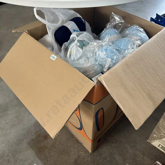 Large box full of vintage wool.