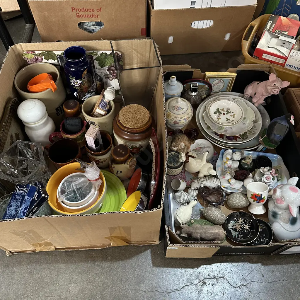 Two boxes of Ornaments, Vases, wall plates etc. Image 1++