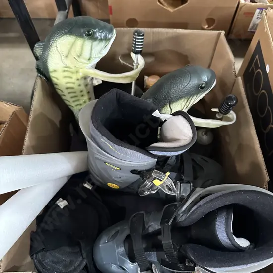 Roller blades and a pair of singing Bass etc.