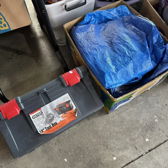 Toolbox plus a box of tarps.