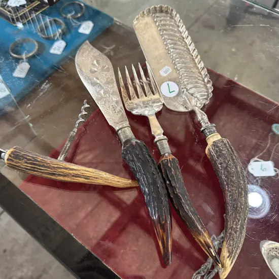 4 bone handle antique items