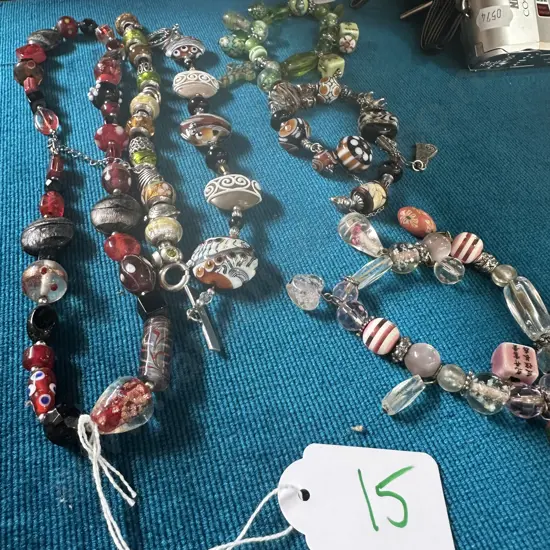 glass bead necklace and bracelets