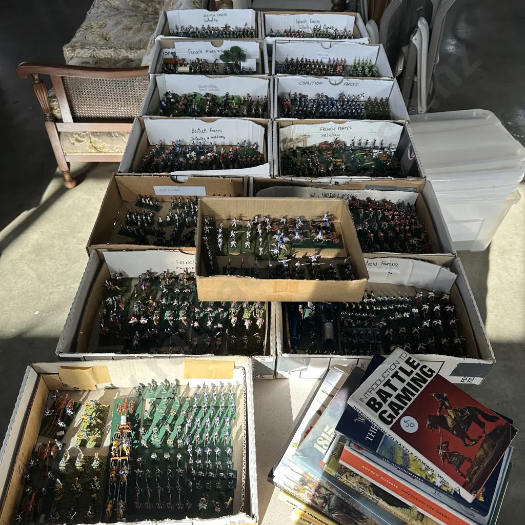 collection hand painted plastic army figures plus books on the Napoleonic Wars etc Image 1++
