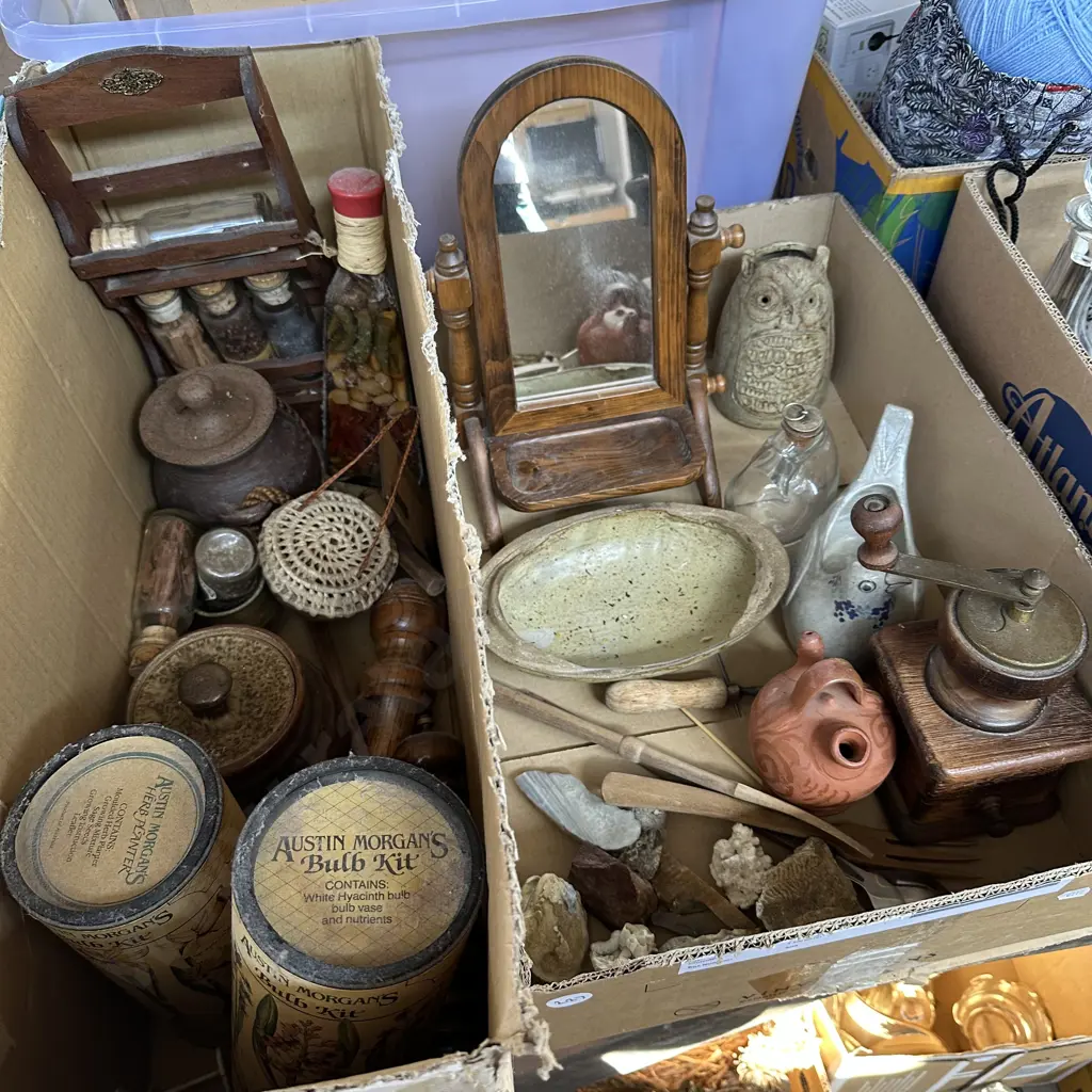 2 box, pottery, swing mirror etc Image 1++
