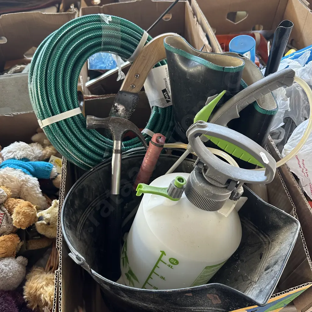 coal bucket, hose, pruning saws, hammer, gumboots etc Image 1++