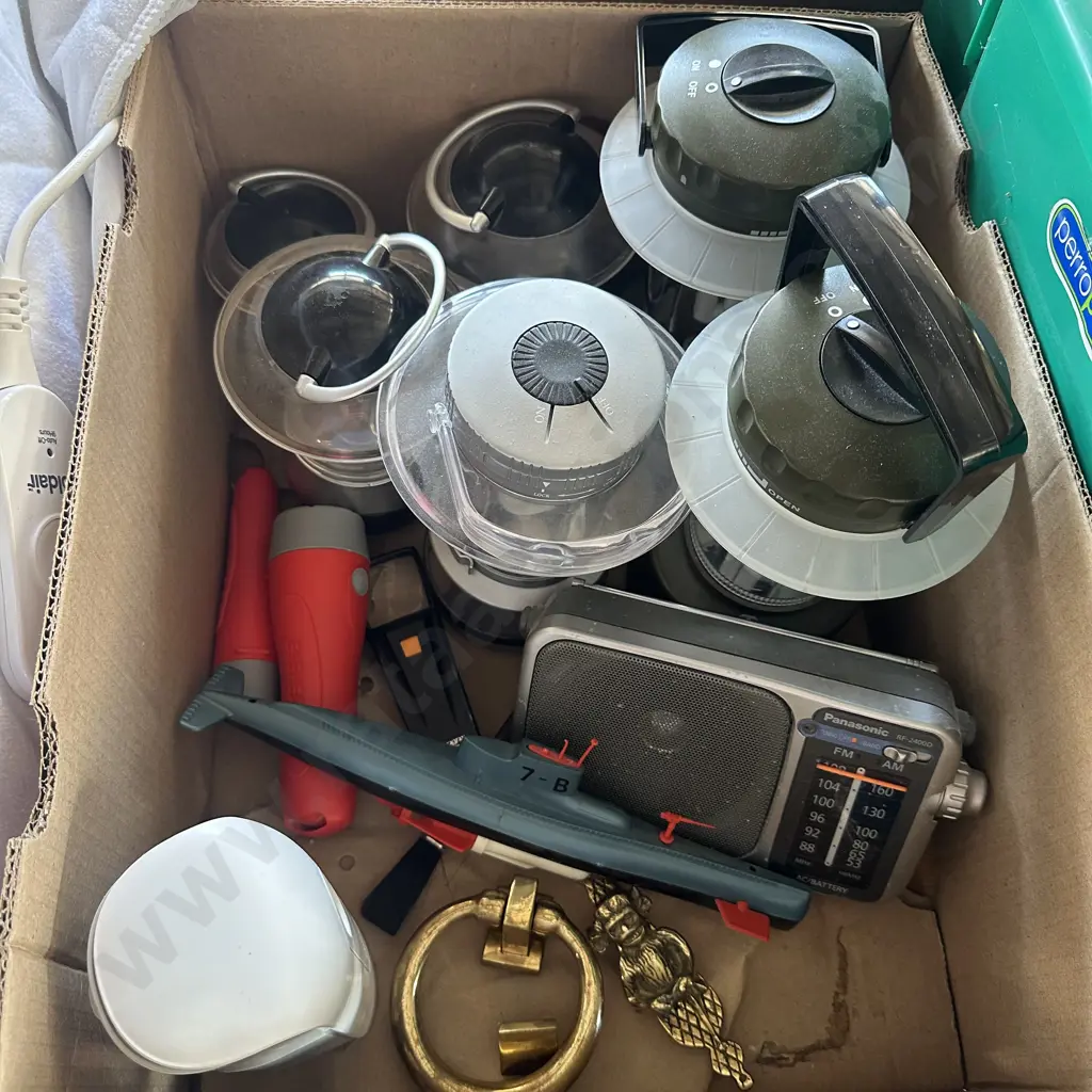 battery lanterns, brass door knockers, U boat model etc Image 1++