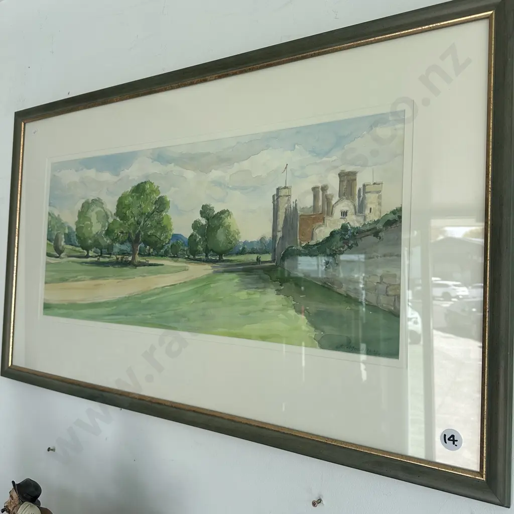 R.T. Moorhead watercolour, castle scene 96 x 57cm Image 1++