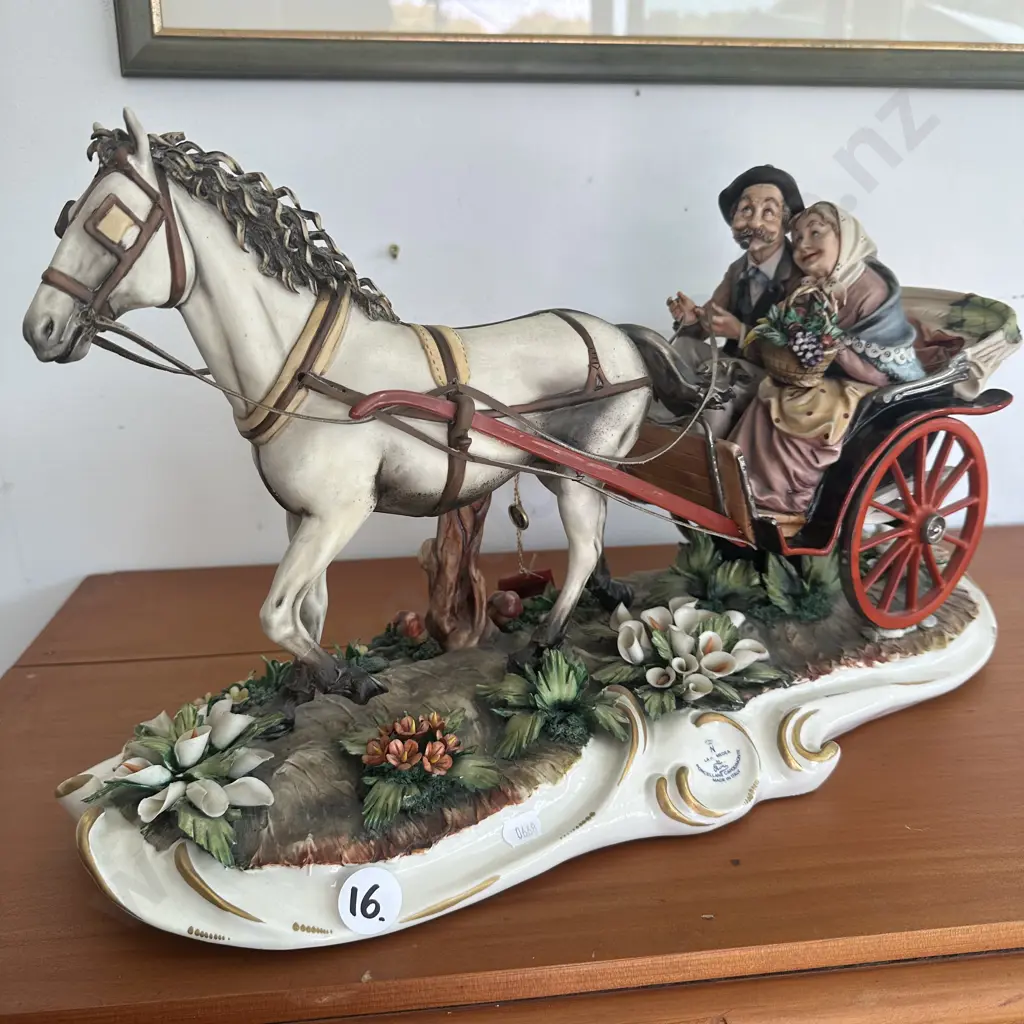 large Italian Capodomonti "Old couple & Carriage" figurine 53cm Image 1++