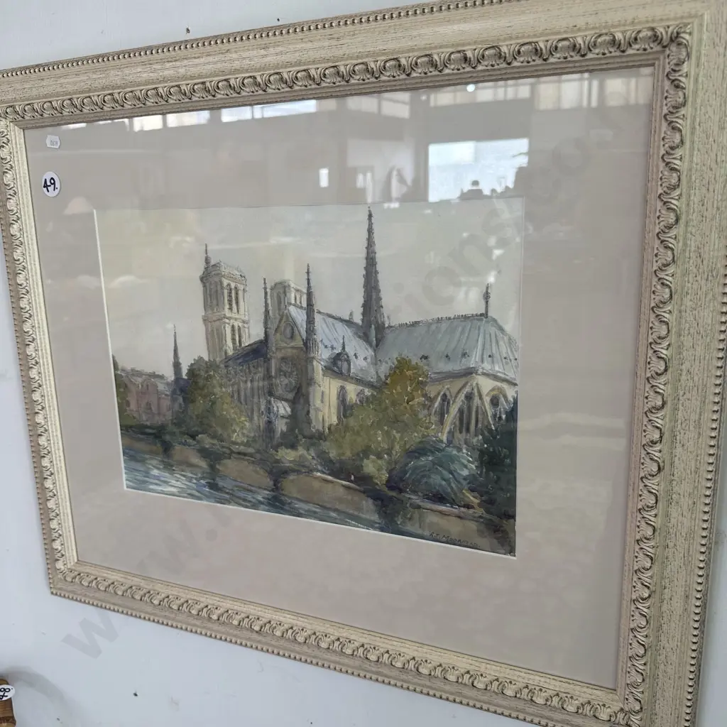 RT Moorhead watercolour - Notre Dame 2007 Image 1++