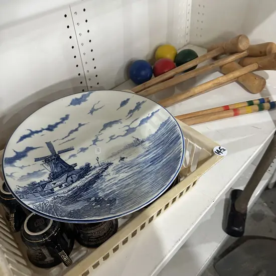 croquet balls and mallets, wall plate etc