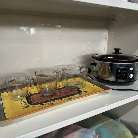slow cook and pyrex measure jugs etc