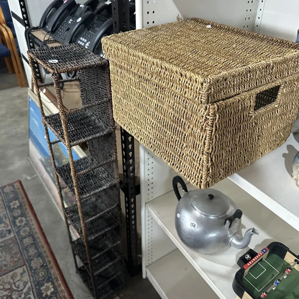 wicker basket and DVD stand Image 1++
