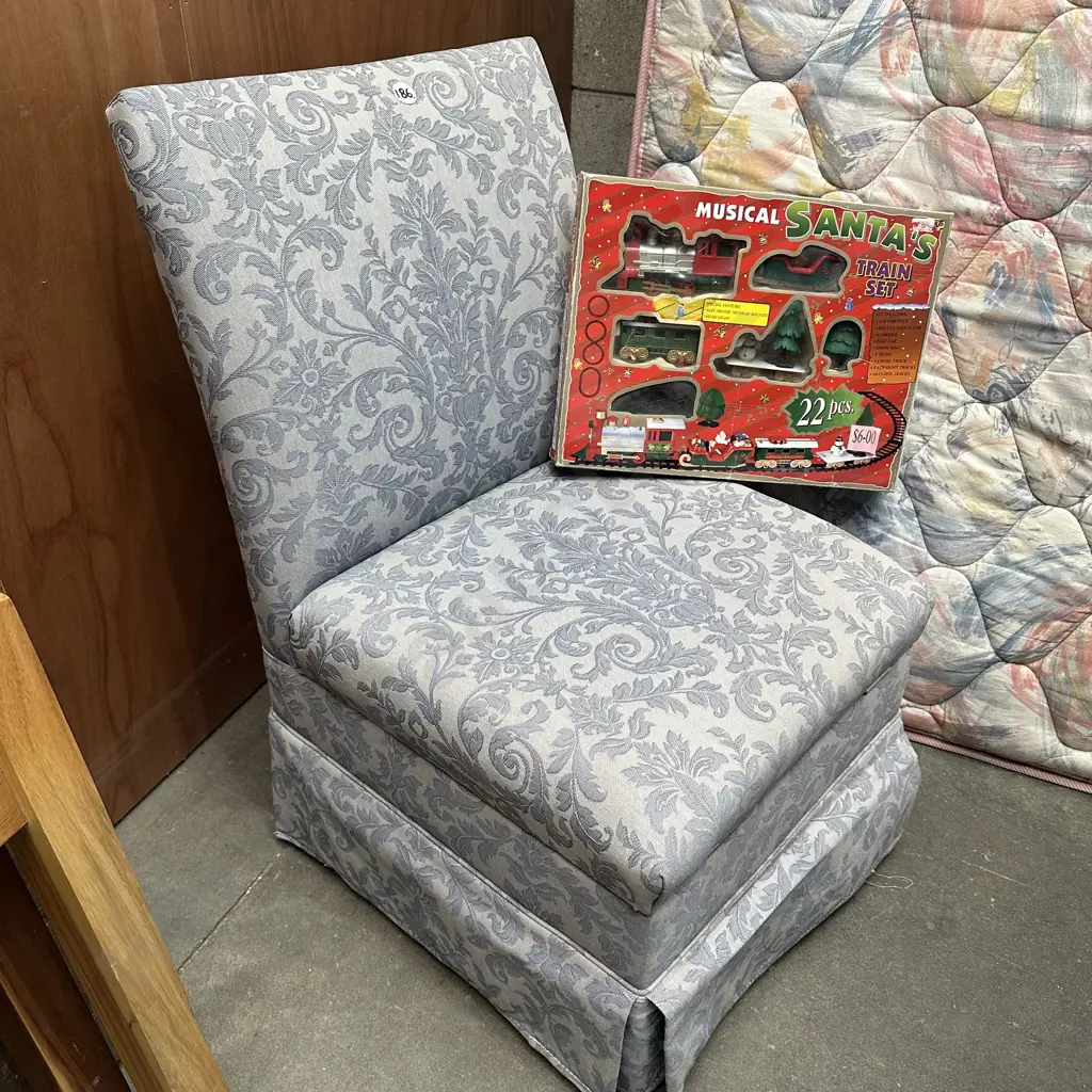 vintage bedroom storage chair plus train set Image 1++