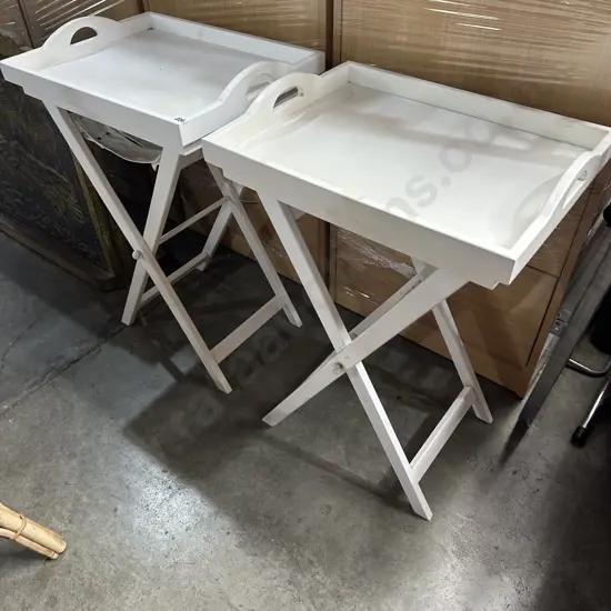 2 butler tray & stands (one needs small repair)