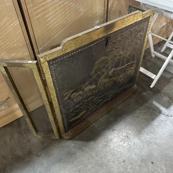 Brass fire screen