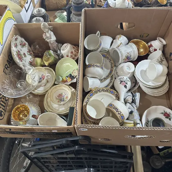 Two boxes of assorted china