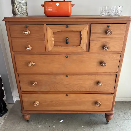 Kauri restored scotch chest on casters