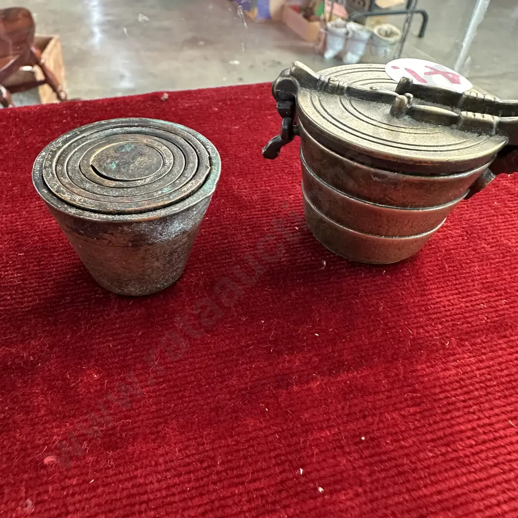 apothecary antique brass nesting cup weights (damage to 1 cup) Image 1++