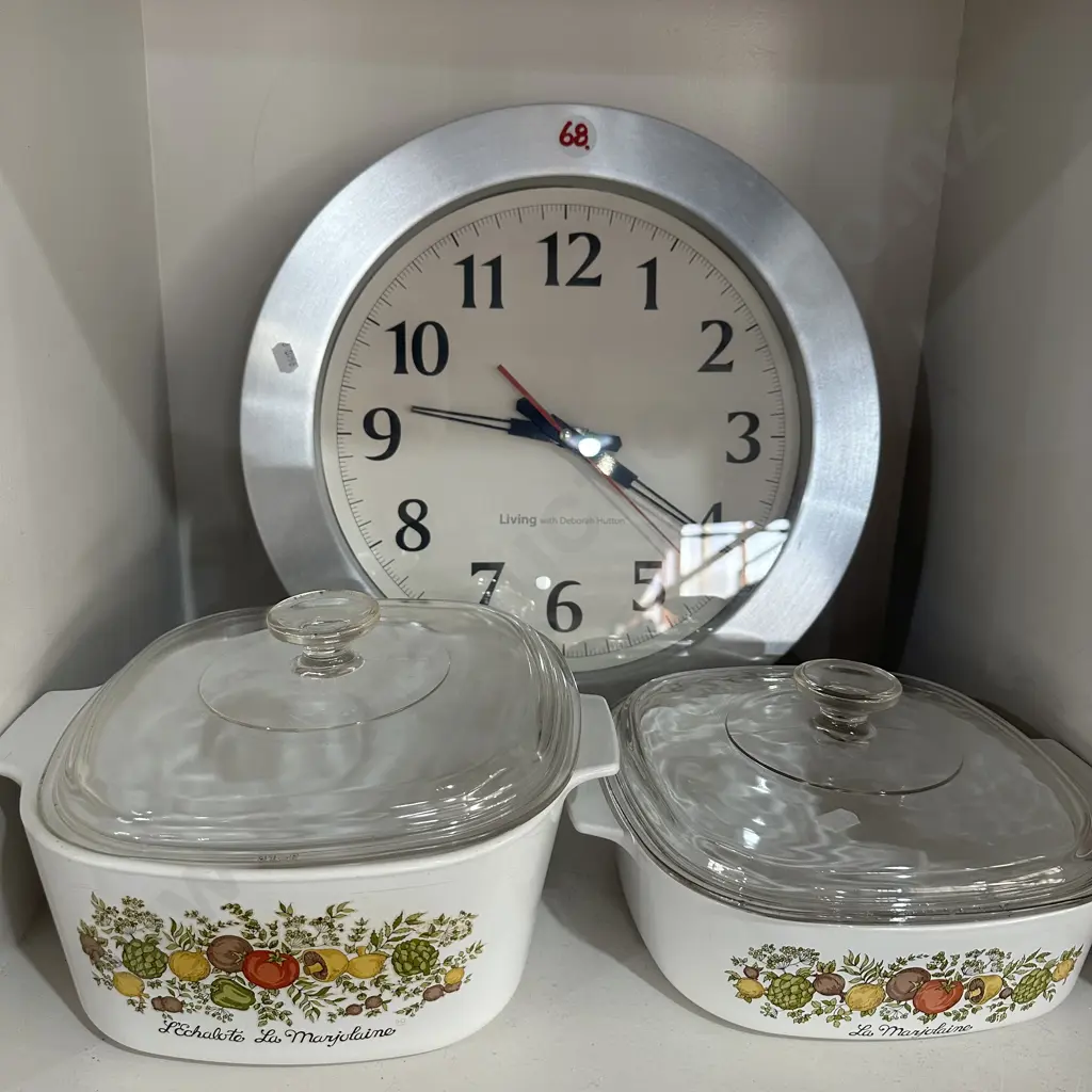 clock and 2 casserole dishes Image 1++