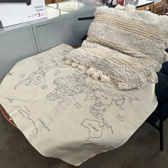 world map and large cushion
