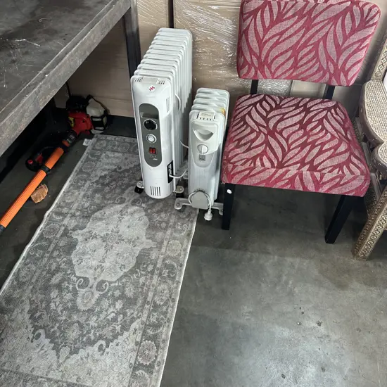 2 heater, mat and chair plus an office chair