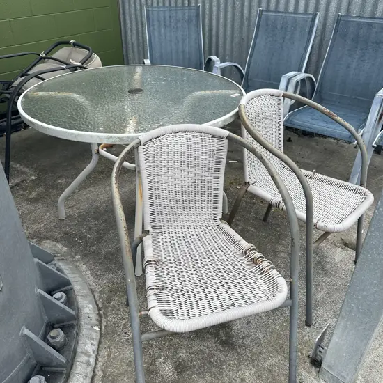 average outdoor table and 2 chairs