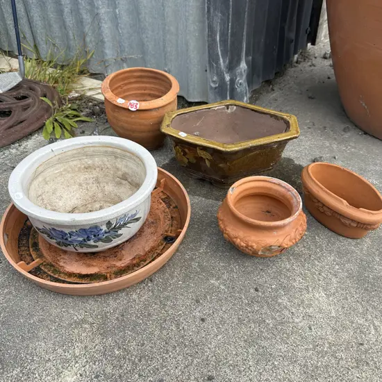 Planters and tray etc.
