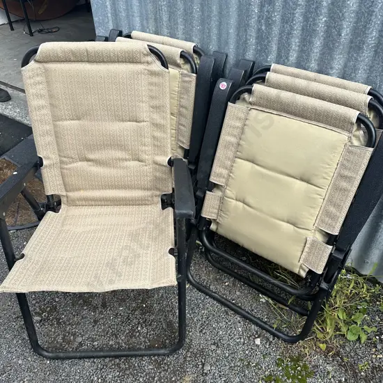 Set of six folding deck chairs.