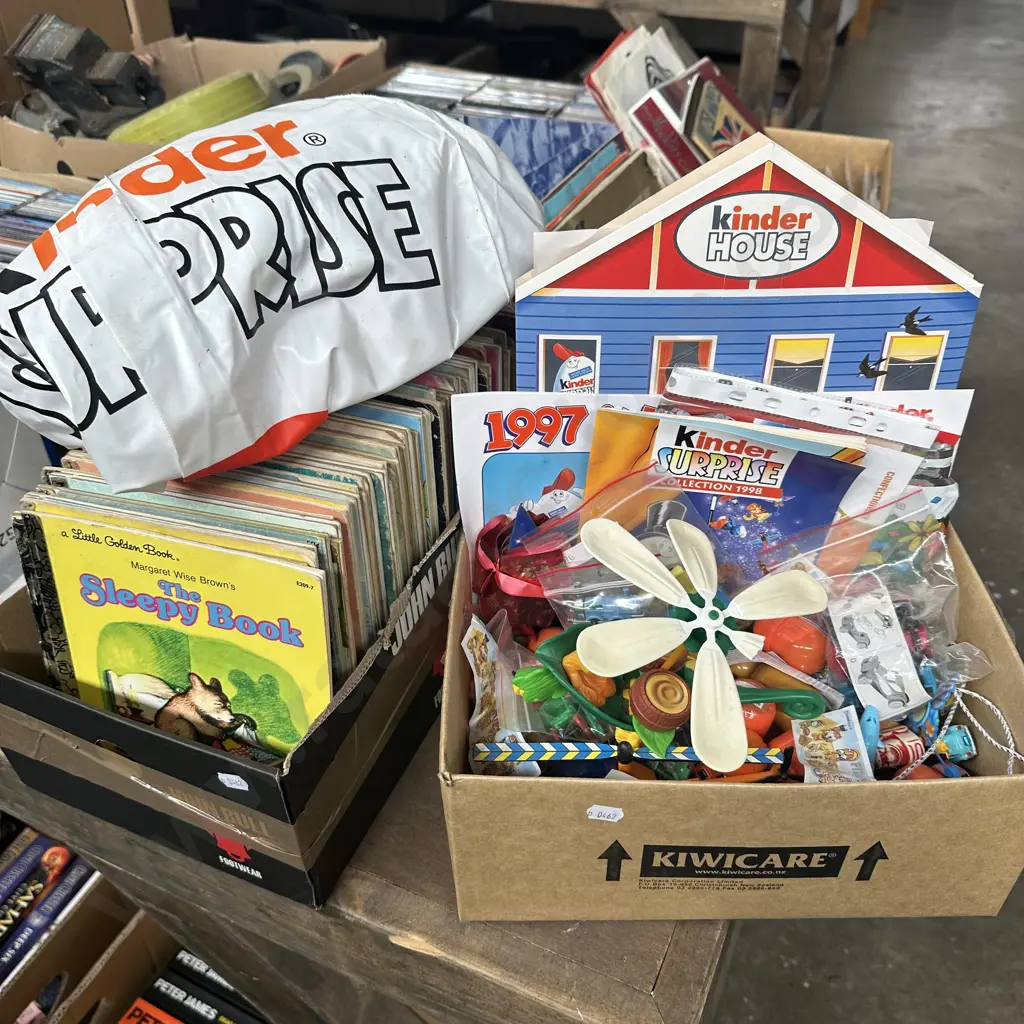 Box full of little golden books plus collectable toys and kinder surprise etc. Image 1++