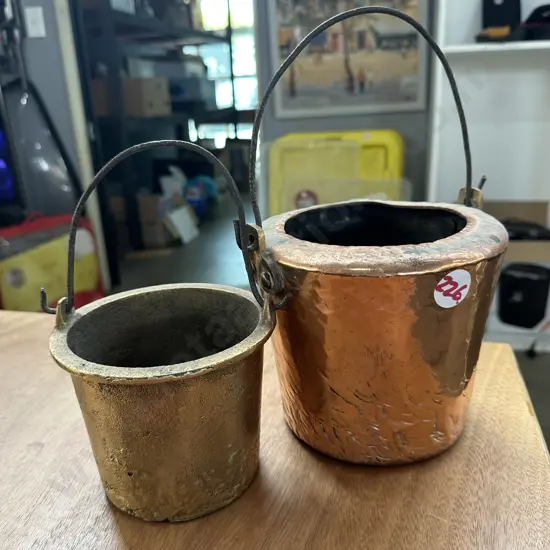 Copper glue pot.
