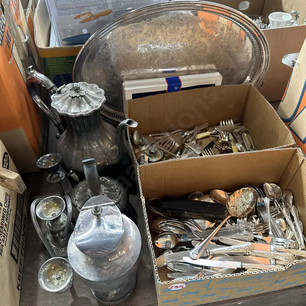 Large lot of silverware, tray and cutlery etc. Image 1++