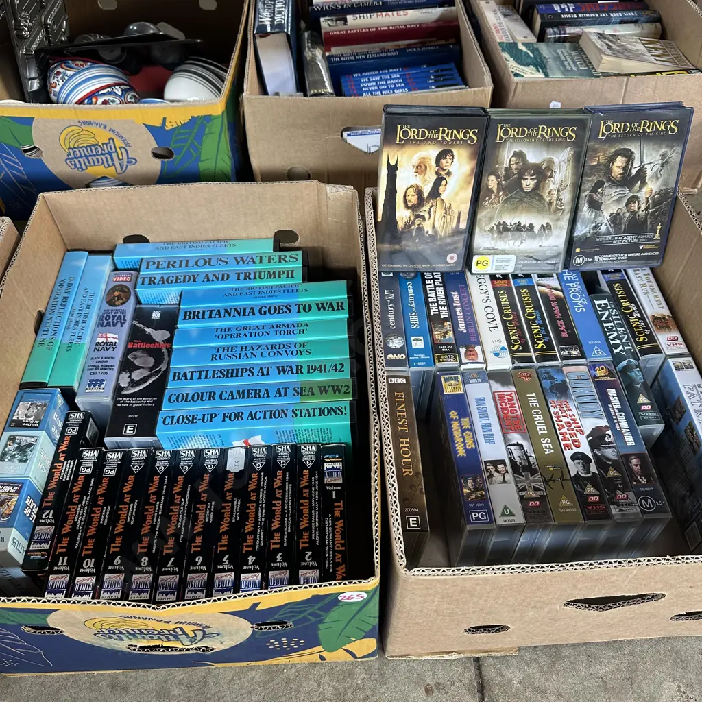 Two boxes War videos and Lord of the rings etc. Image 1++