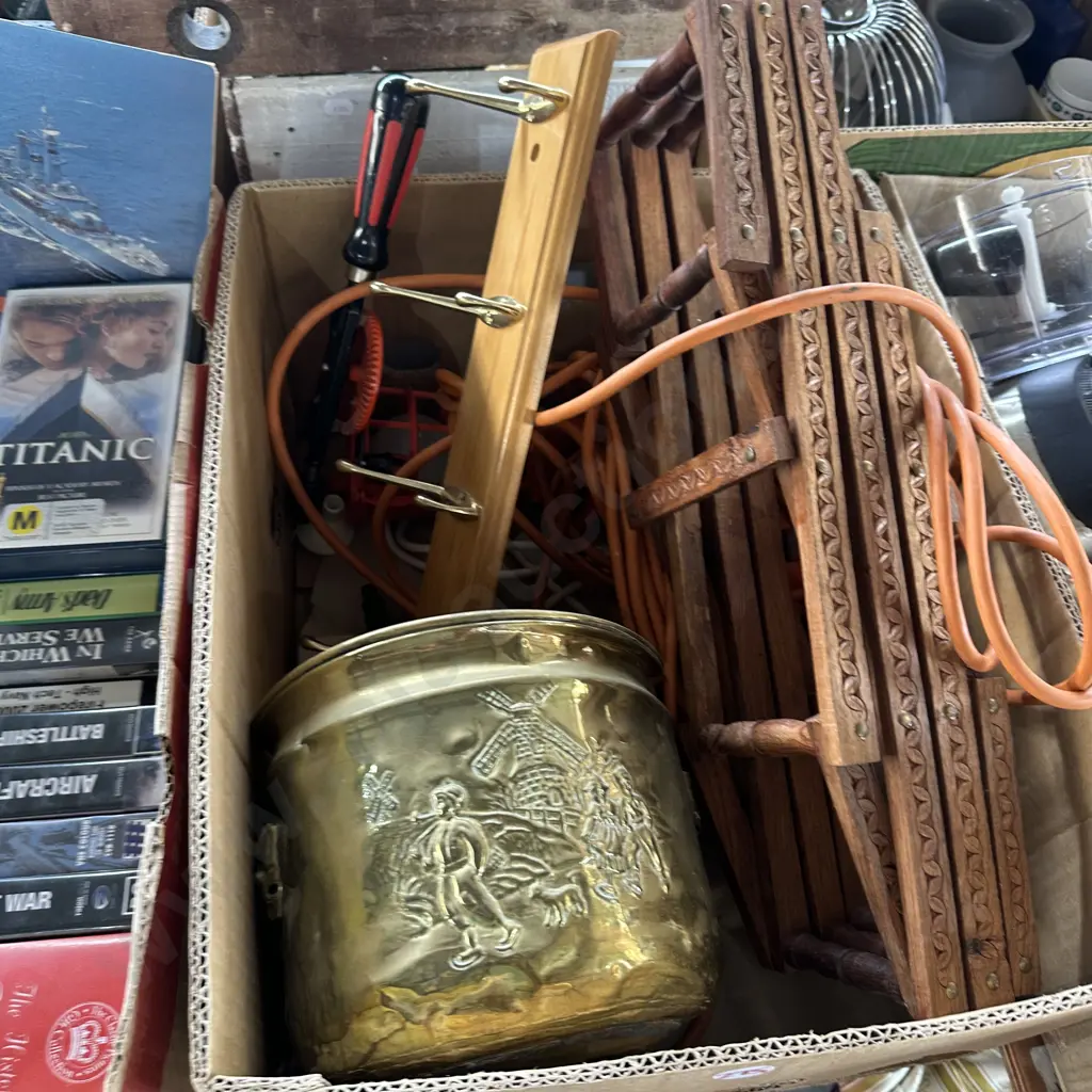 Wine rack, extension lead, brass planter, work light etc. Image 1++
