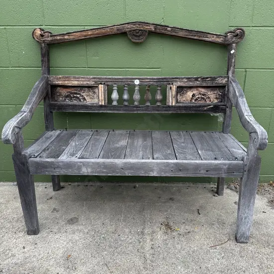 Asian wooden garden seat